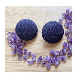 Blue Denim Button Earrings